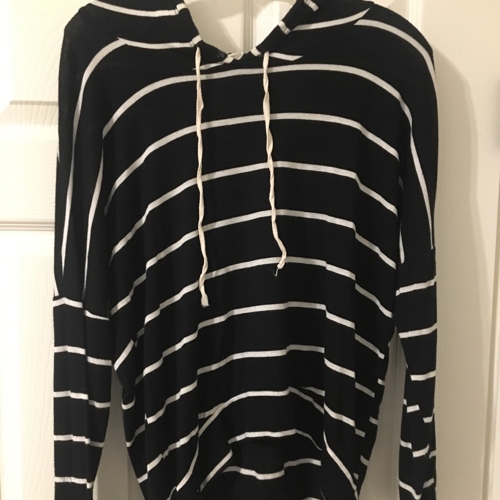 Soft black and white striped pullover
